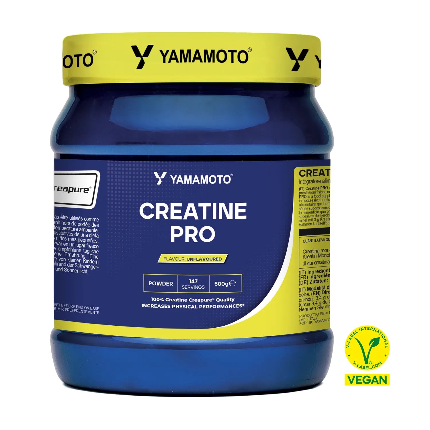 Confezione di CreatinePRO Creapure® Yamamoto Nutrition creatina monoidrato pura 500g