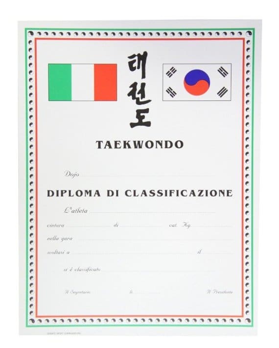 Diploma Taekwondo Classificazione Itaki
