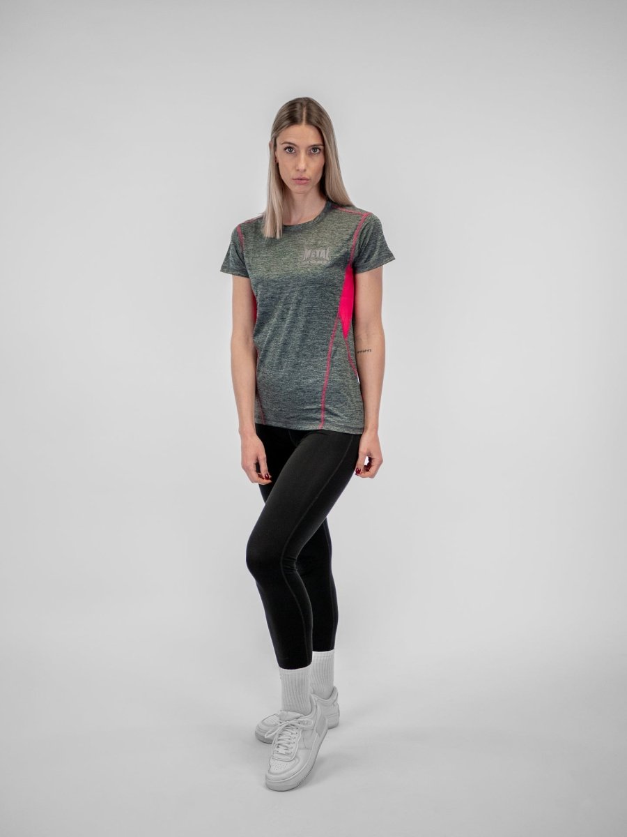 T-Shirt tecnica donna Metal Boxe Gray Fuchsia - Fight Club Store