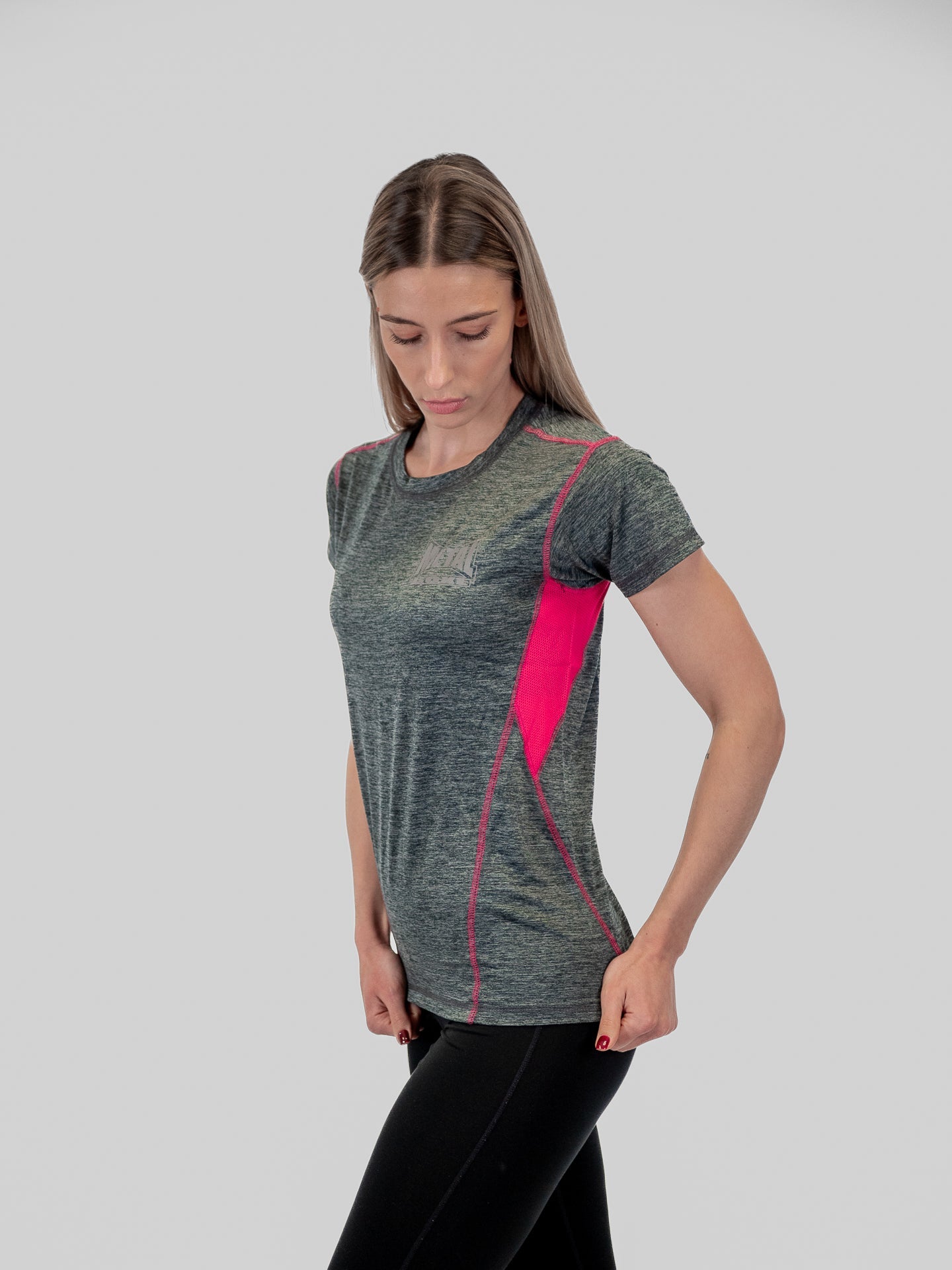 Women's Technical T-Shirt Metal Boxe Gray Fuchsia