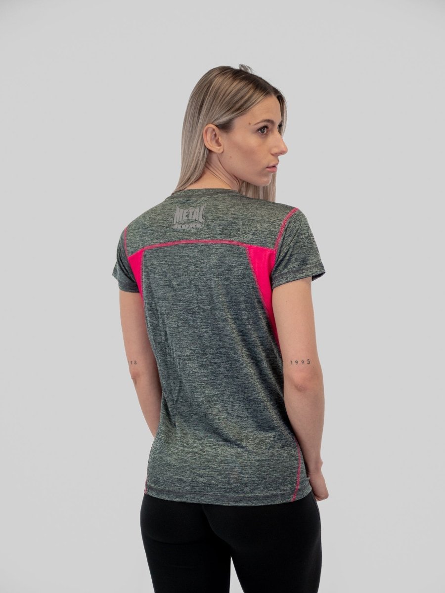 T-Shirt tecnica donna Metal Boxe Gray Fuchsia - Fight Club Store