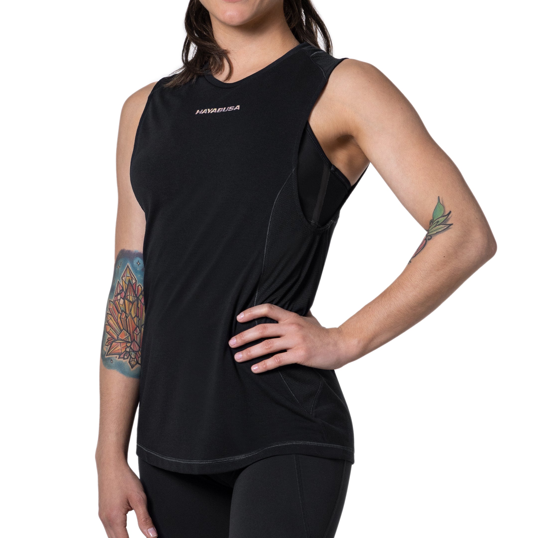 Vista frontale completa della canotta sportiva donna Hayabusa Lightweight nera
