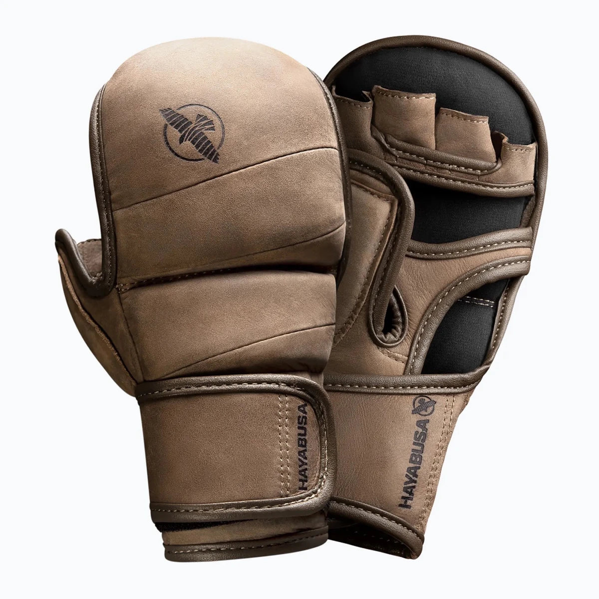 Перчатки MMA Hayabusa T3 LX Hybrid весом 7 унций из натуральной кожи коричневого цвета премиум-класса.