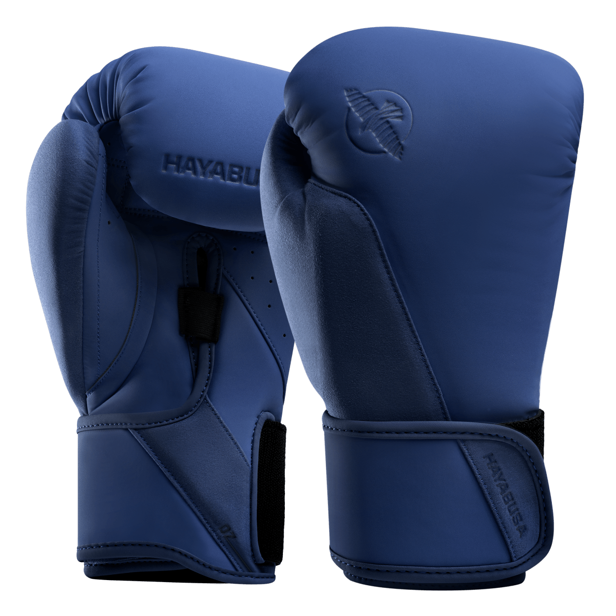 Gants de boxe bleus Hayabusa T360 vus de face en gros plan