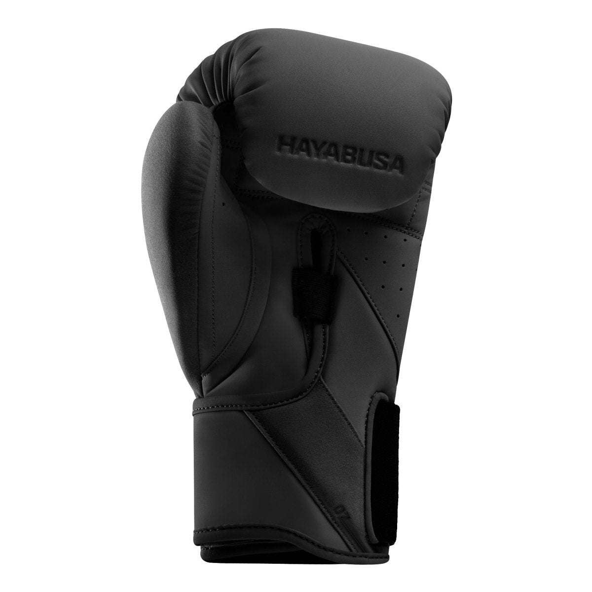 Détail du rembourrage et des coutures premium des gants noirs Hayabusa T360