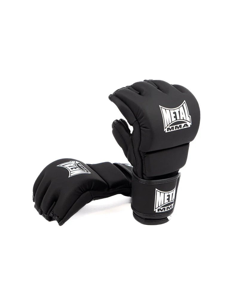 Vista frontale guanti MMA Metal Boxe The Claw neri, design preformato anti eye-poke