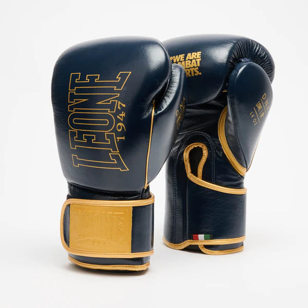 Coppia di guantoni LEONE DNA Premium blu in pelle per atleti esperti
