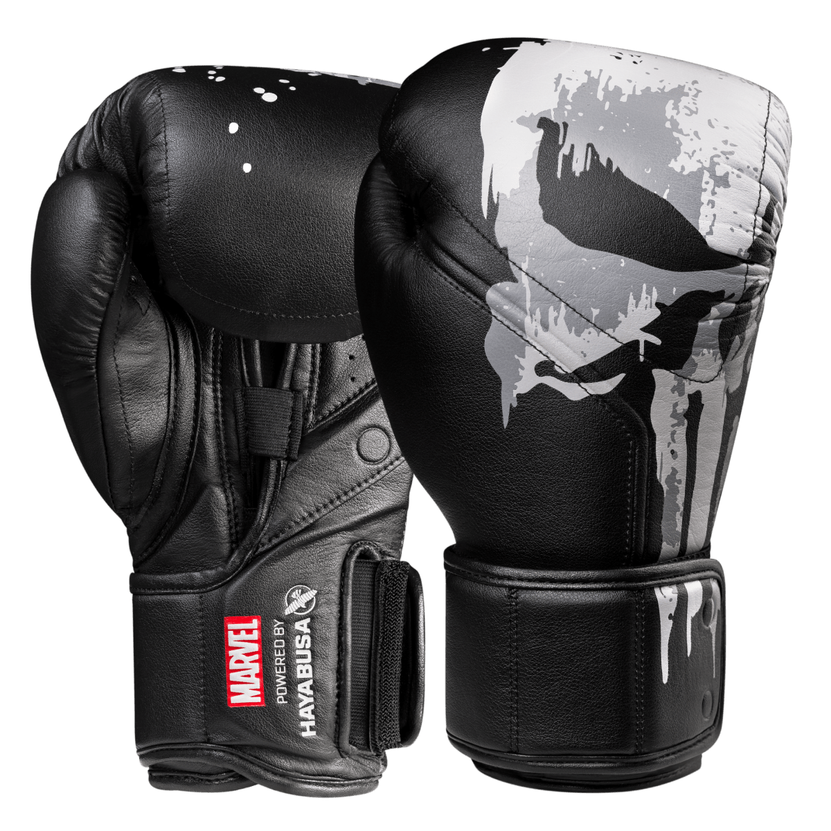 Coppia di guantoni da boxe per bambini Hayabusa Marvel Punisher neri con logo teschio