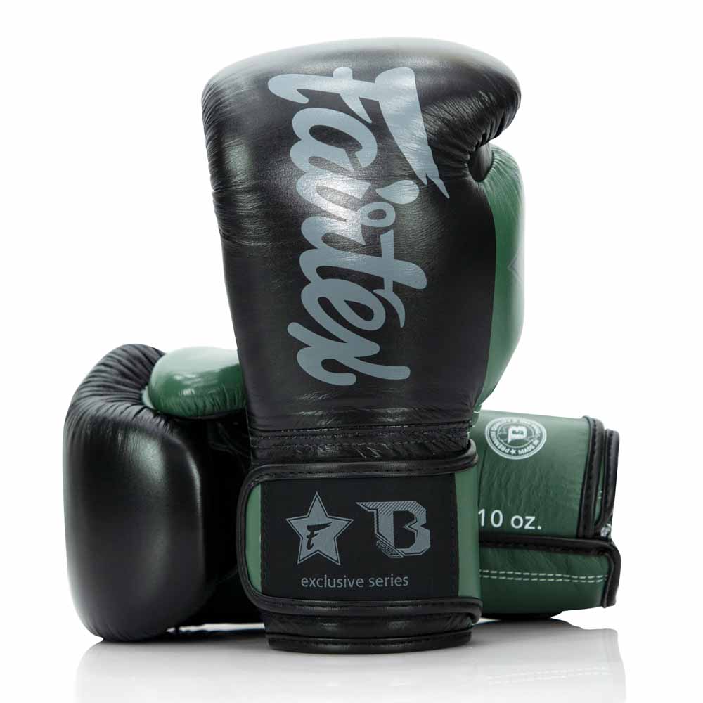 Guantoni FXB Fairtex in pelle bicolore Nero e Verde fluo