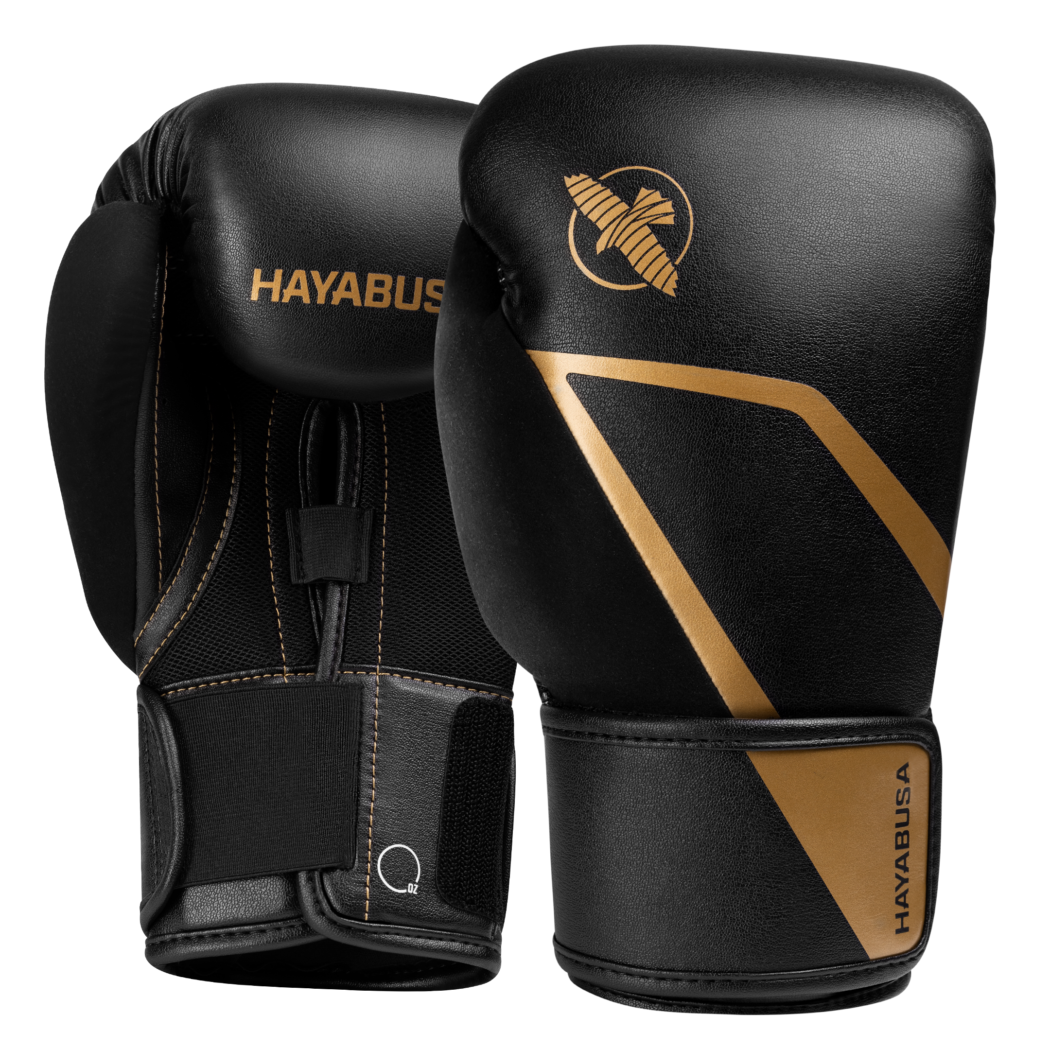 Paio di guantoni da boxe Hayabusa E1 neri con dettagli oro premium