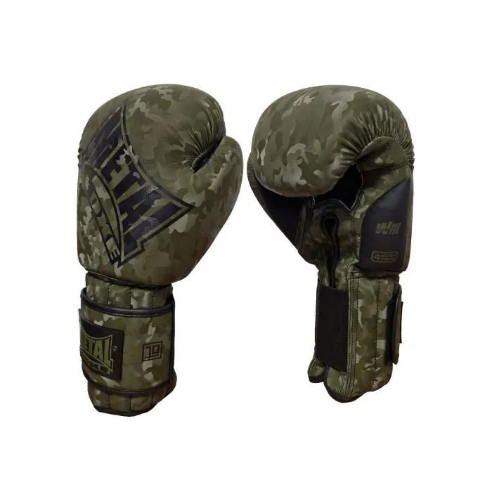 Coppia di guantoni Metal Boxe Mirror Training color verde militare, vista del paio completo per allenamento boxe