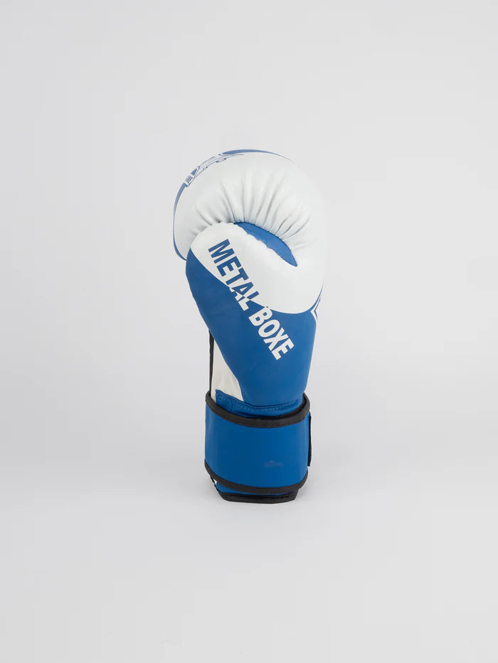 Vista laterale guantoni Metal Boxe blu, dettaglio chiusura velcro