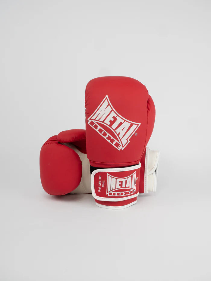 Vista frontale guantoni Metal Boxe MB200 rosso, assorbimento urti superiore