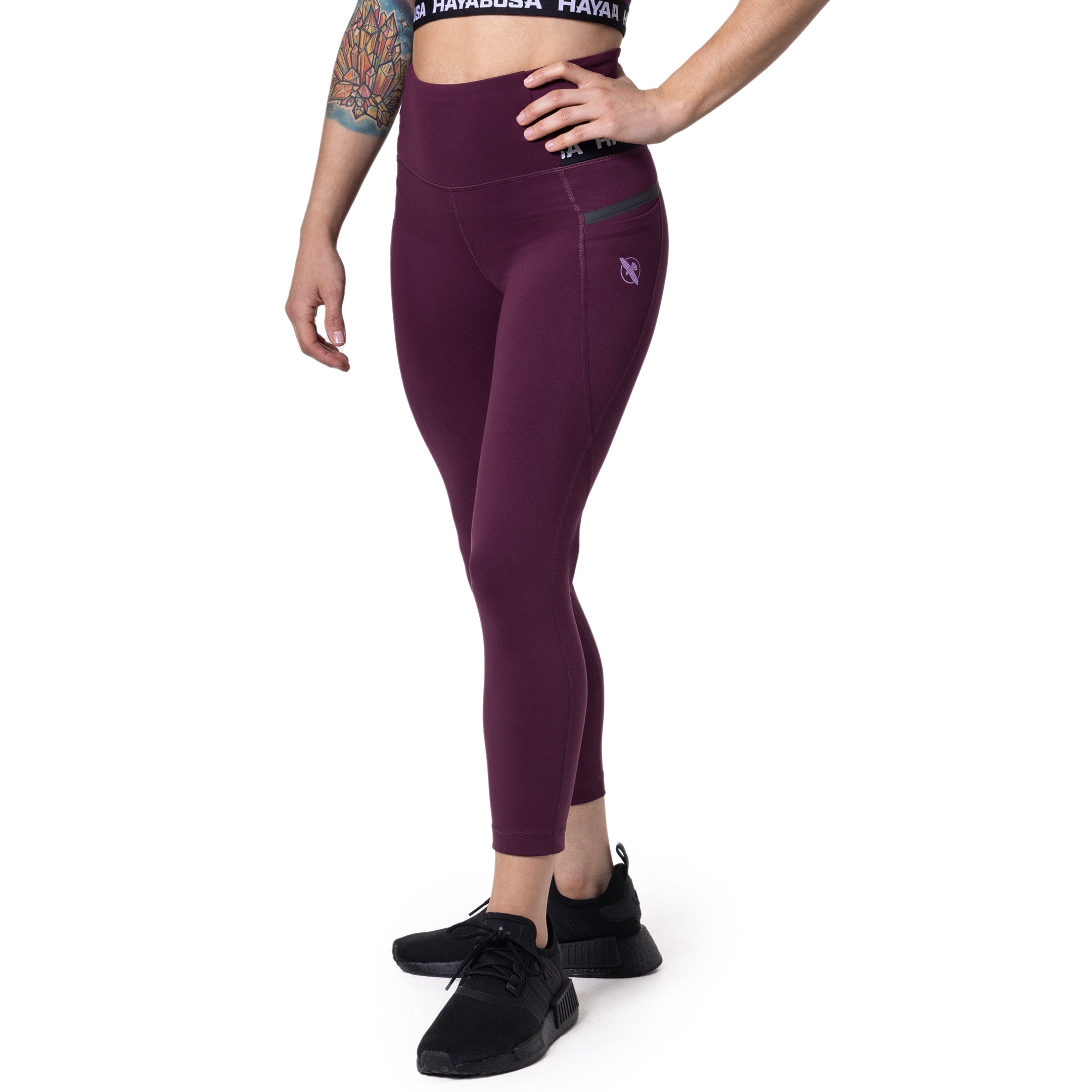 Vista frontale dei leggings 3/4 donna Hayabusa High Rise color vinaccia