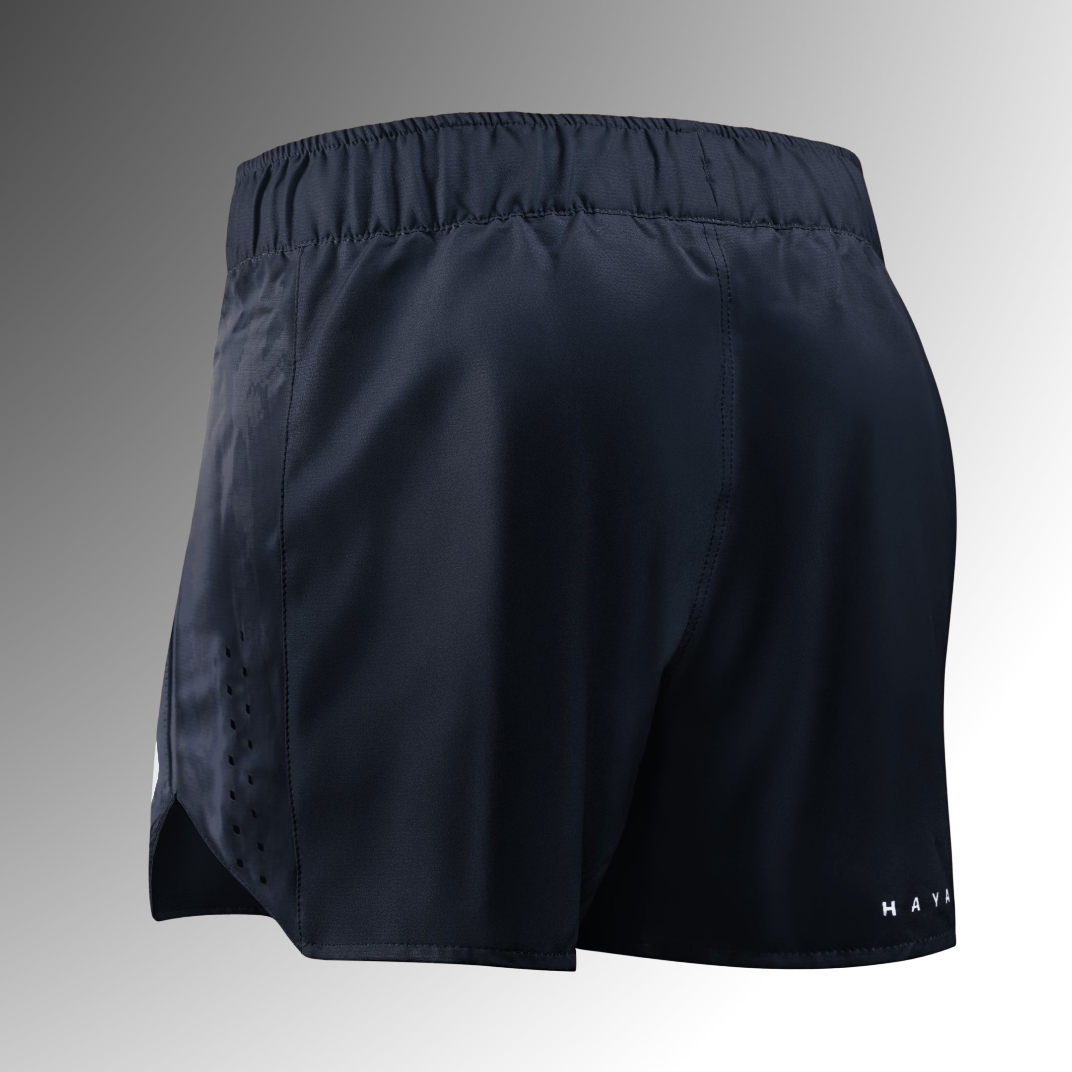 Vista posteriore dei pantaloncini Hayabusa Apex blu, evidenzia la flessibilità del materiale stretch