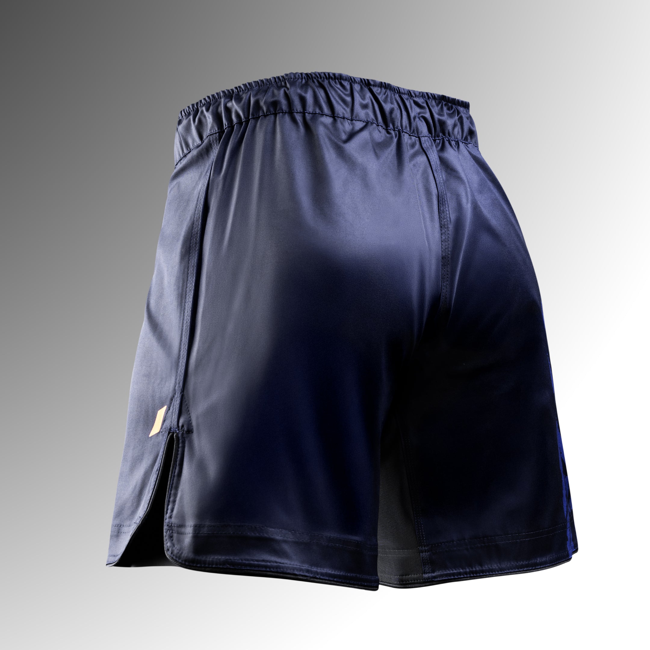 Vista posteriore dei pantaloncini Hayabusa Apex 3/4 blu, pannelli stretch interni per massimo comfort