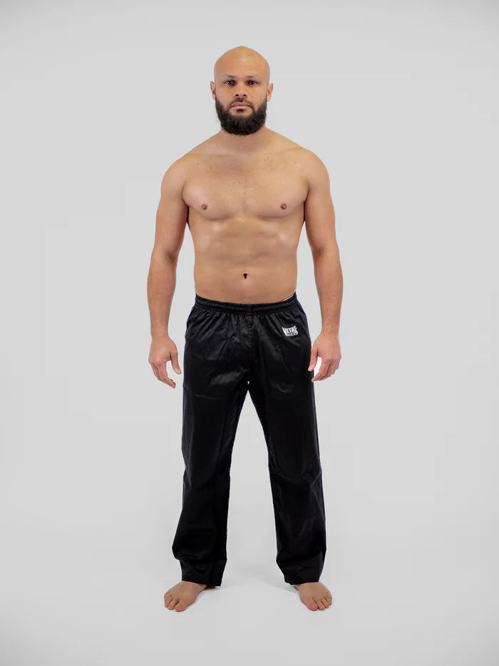 Vista frontale principale pantaloni Karate Metal Boxe neri in cotone 100%