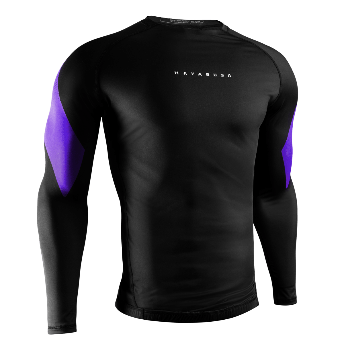 Vorderansicht des violetten Hayabusa Pro Ranked Rashguard, ideal für offizielle Jiu-Jitsu-Turniere