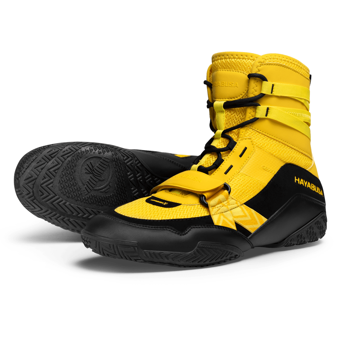 Sepatu tinju Hayabusa Strike dengan warna kuning cerah untuk tampilan yang khas