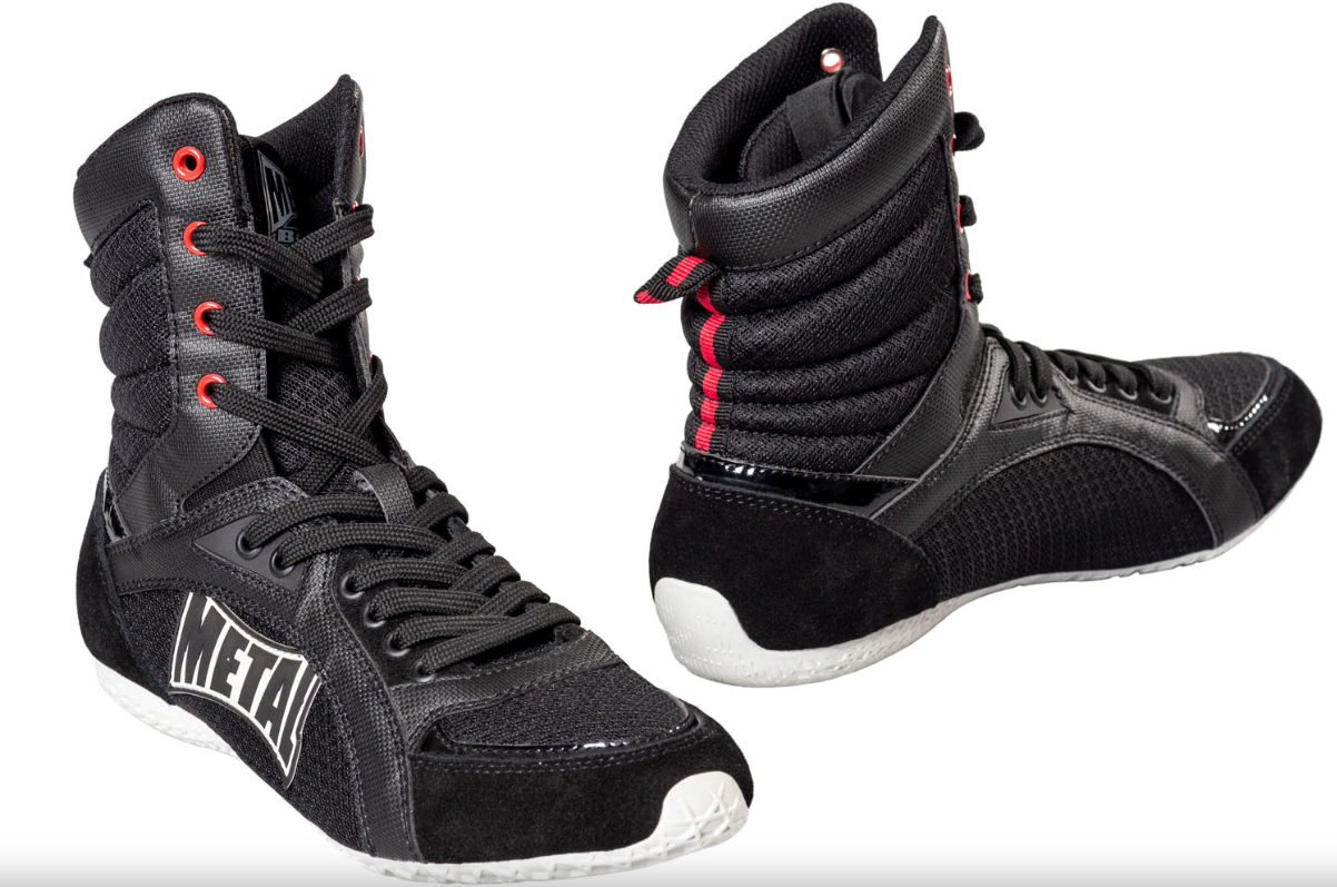 Paio di scarpe alte Metal Boxe Viper IV nere per boxe inglese