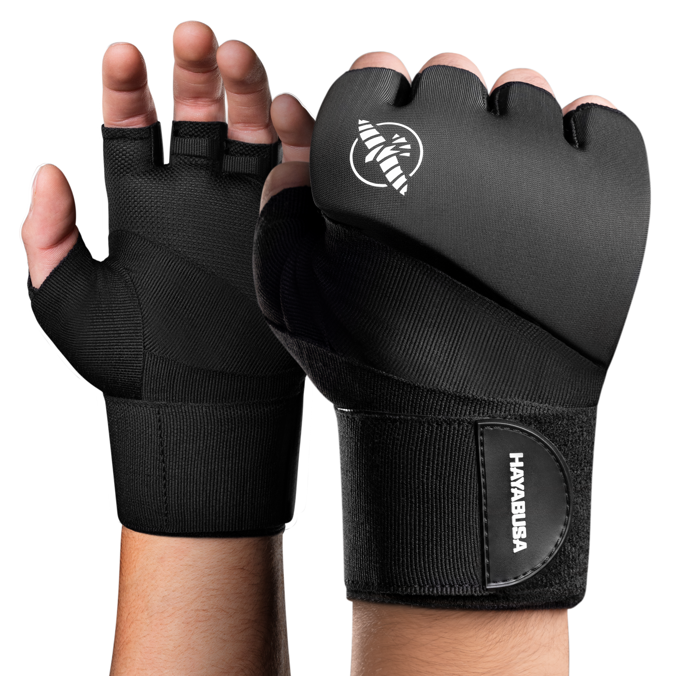 Coppia di sottoguanti neri Hayabusa Elite Quick Wraps con imbottitura e fascia integrata