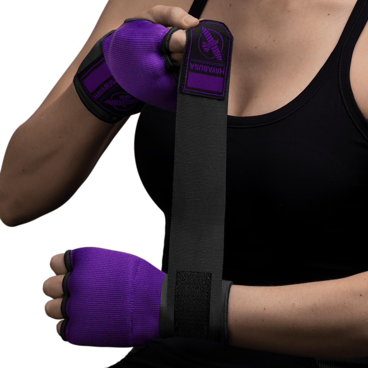 Lila-schwarzer Hayabusa Quick Wrap Liner, getragen mit einem entspannten Band im mexikanischen Stil