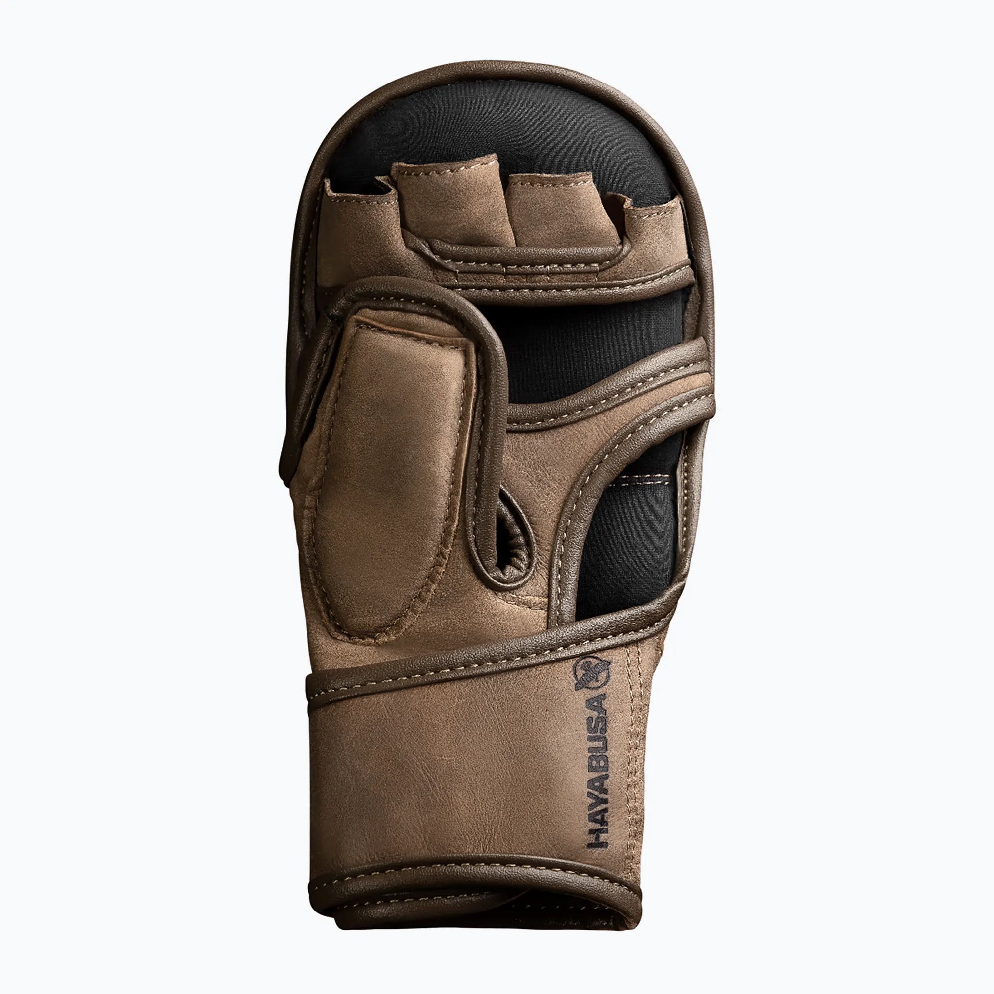 Vista interna del palmo ergonomico dei guanti ibridi in pelle per MMA e grappling